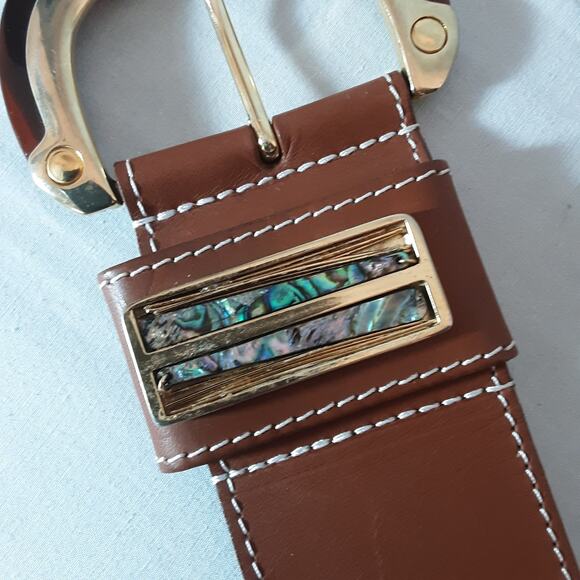 Cache Womens Chunky Belt Medium Waist Camel Brown Decorative Buckle And Loop - Picture 7 of 13